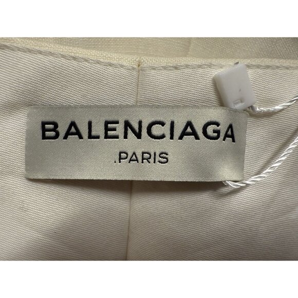 Balenciaga Womens High-Waisted Pleated Shorts Size 40 Cream - Picture 3 of 11